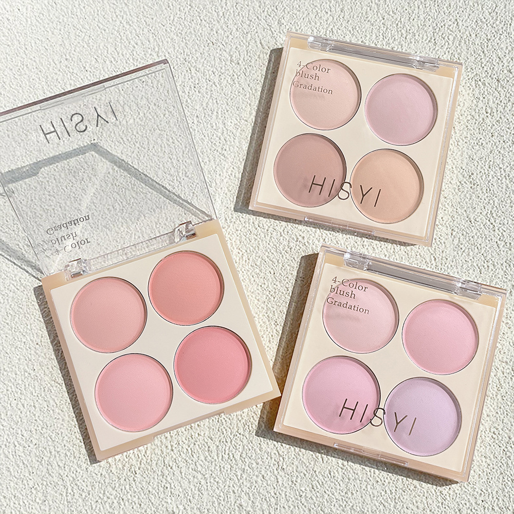 HISYI Smart Color Four-color Blush Plate Low Saturated Matte Natural Brightening Face Repair Student Blush Women