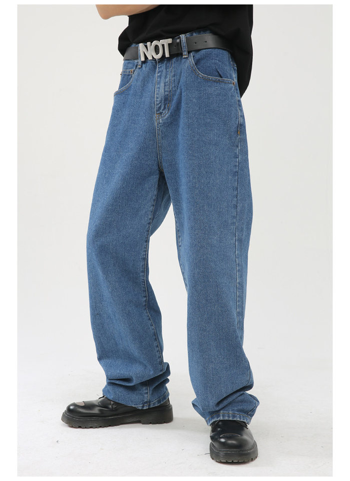 Quần jean nam ống rộng ống đứng dáng suông thoải mái phong cách Hàn Quốc — Xanh denim, Xanh lam đậm, Đen Xám chi tiết 18