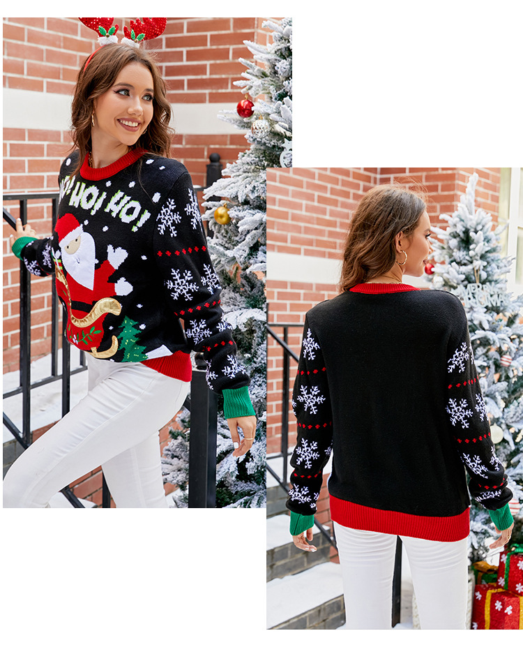 525g Weight Long Sleeve Sleeve Length Pullovers Placket Type Regular Sleeve Sleeve Type Polyacrylonitrile Fiber Fabric Type Regular Top Length Sweater Tops Type Festival Occasion Round Neck Neckline Christmas Festival Loose Version Santa Claus Pattern Winter, Autumn Season Women's Gender Embroidery Design Christmas Style Wholesale Women's Christmas Santa Claus Long Sleeve Embroidery Sweaters & Cardigans