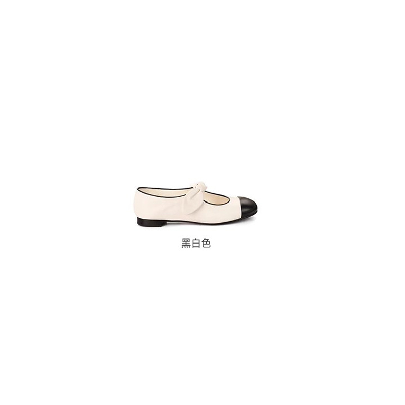 Grava Madre con el mismo nuevo arco de primavera empalmado redondo de cuero suave universal para reducir la edad de la boca superficial Mary Zhen zapatos para mujeres
