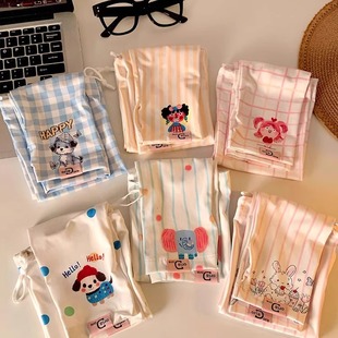 Versatile and Cute Striped Bunny Girl Summer Student Cycling Anti-Uv Sunshade Loose Breathable Arm Protection Ice Sleeves
