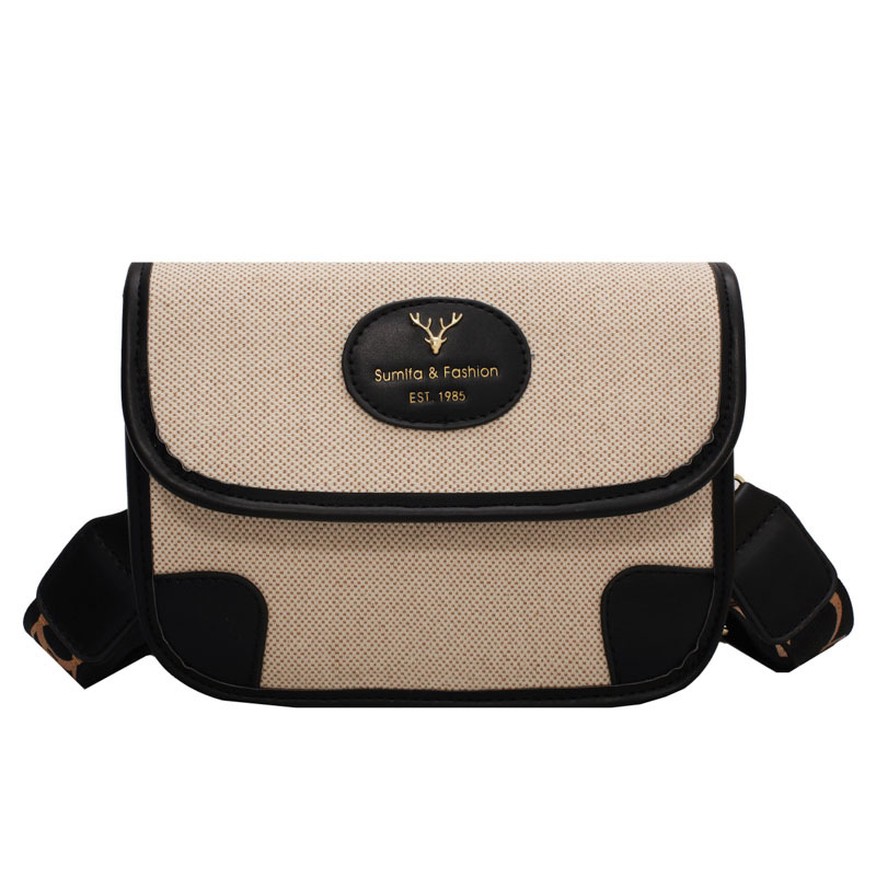 Bolsa de lona simple para mujer 2022 otoño nuevo hombro pequeño bolso cuadrado popular correa de hombro ancha contraste color retro bolsa de mensajero