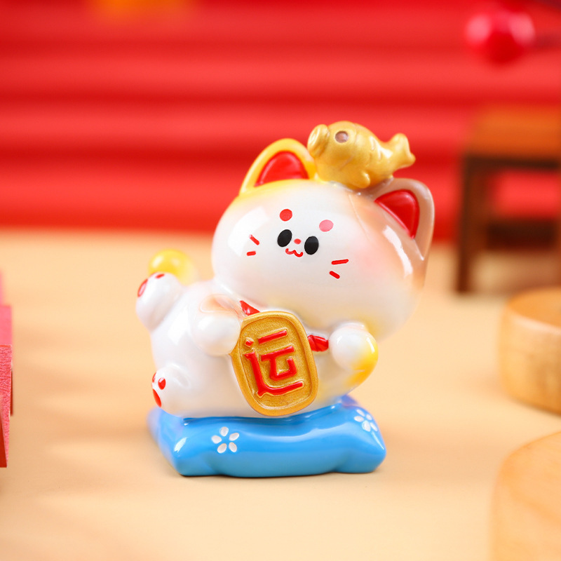 客厅玄关装饰品财源广进招財猫卡通桌面摆件节日礼物送朋友批发|undefined
