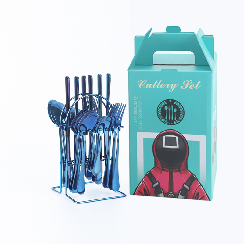 Amazon transfronteriza 1010 vajilla de acero inoxidable conjunto de 24 piezas cuchillo de filete occidental, tenedor y cuchara traje de celebridad de Internet regalo de vacaciones