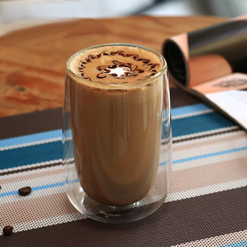 Vidrio borosilicato de doble capa de jugo de leche taza de bebida de vidrio transparente con aislamiento de agua taza de café de doble capa