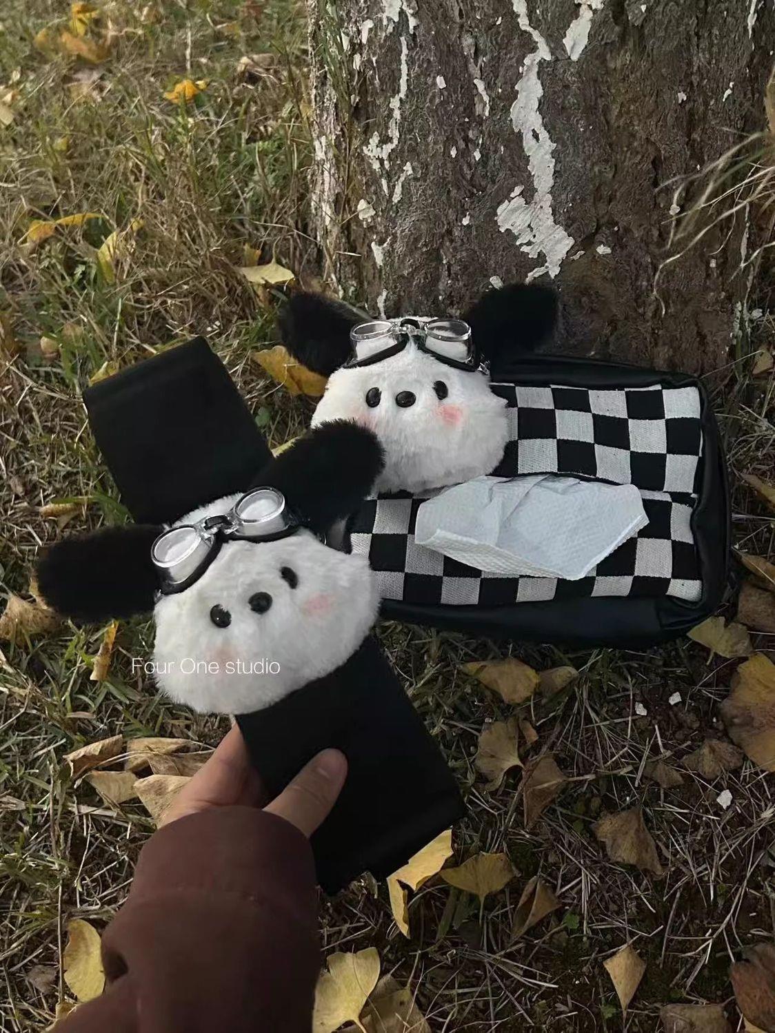 Cute car tissue box, tissue holder, little dog car hanging tissue bag, car decoration, dashboard ornament