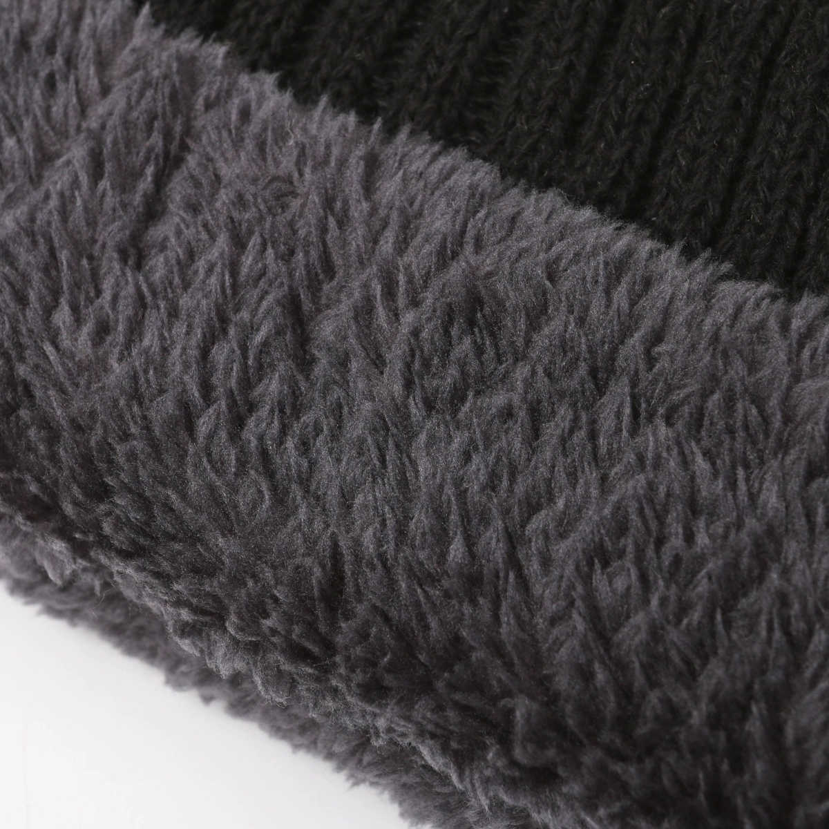 Knitted hat and neck warmer set unisex, 3‑piece with gloves, fleece‑lined, warm winter
