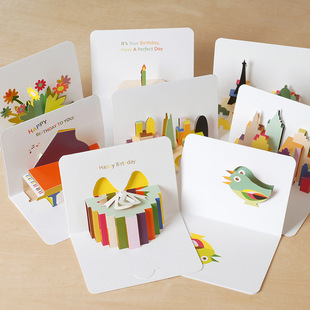 Wholesale Children's Fun simple blessing greeting card three-dimensional folding card birthday card children's thank you card DIY greeting card