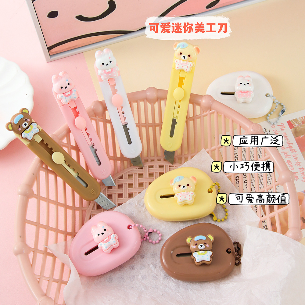 High-quality cartoon bunny craft knife, candy-colored, cute and girly paper cutter, portable for opening packages.