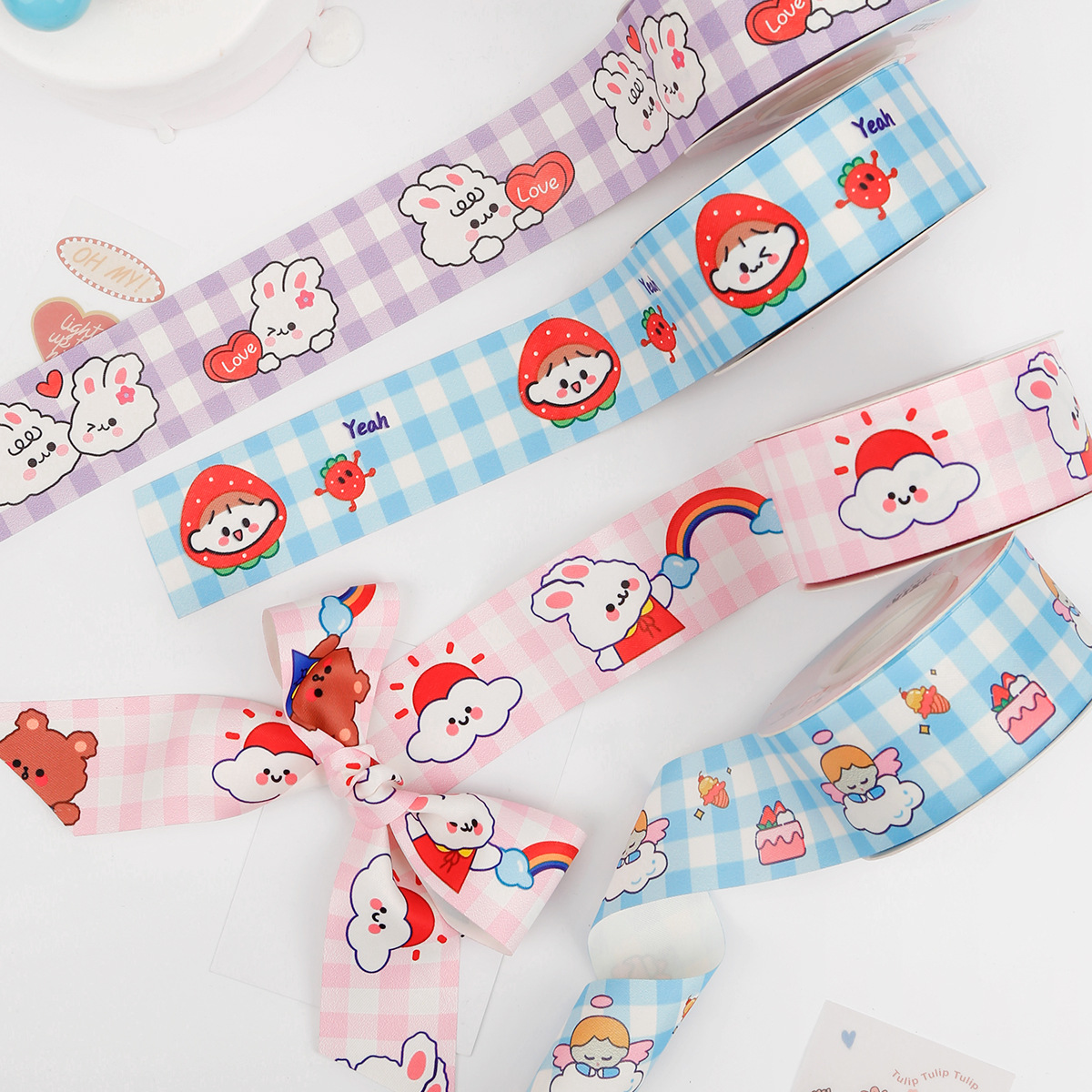 Cartoon children's fun colorful ribbons children's birthday cake decoration ribbons kindergarten souvenirs ribbons gift cotton ribbons
