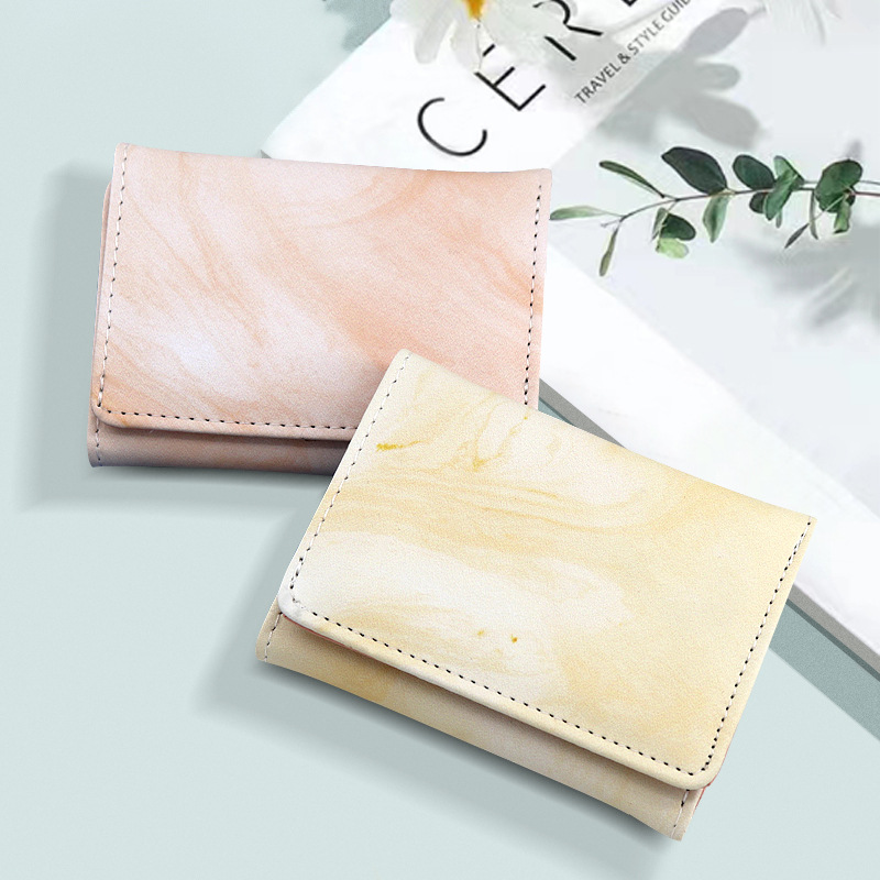 Cartera plegable para mujer, tarjetero con diseño de nicho, monedero para estudiantes, cartera corta de tres pliegues, cartera simple de PU para almacenamiento.