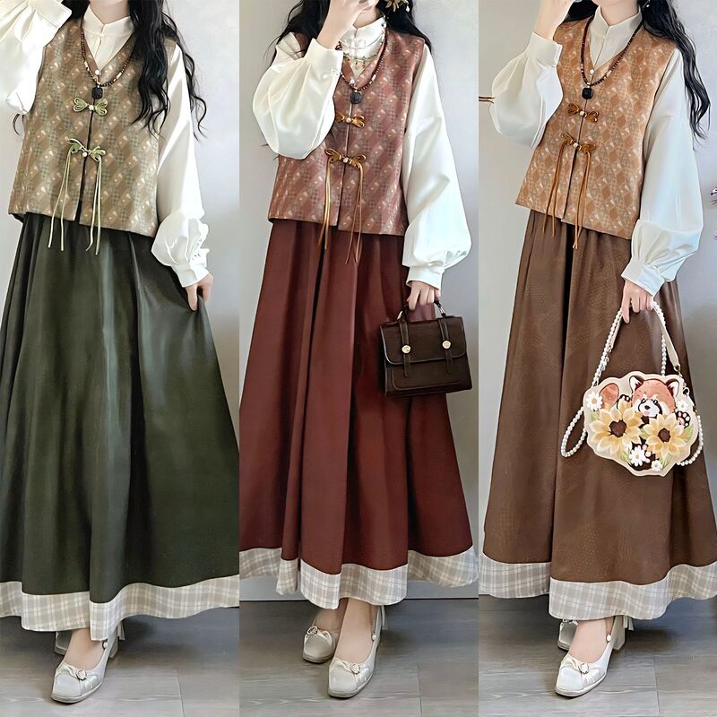 Original Daily Hanfu for Women [Winter Warmth] Han-Style Improved Retro Vest Daily Outfit New Winter Commuter Style