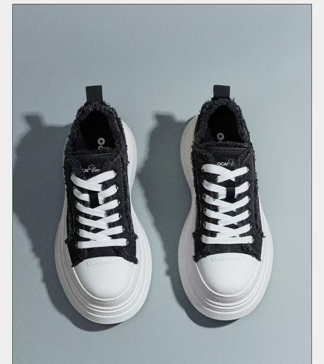 Women's Grey Platform Canvas Shoes Retro Casual High Top Trainers_voghion.com