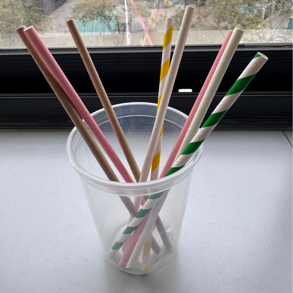 Paja de papel de color desechable degradable paja de papel té de leche café cóctel bebida decoración paja rayas