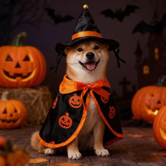 アマゾン爆型ペットマントハロウィーン帽子マント猫犬服中小型犬ペット用品
