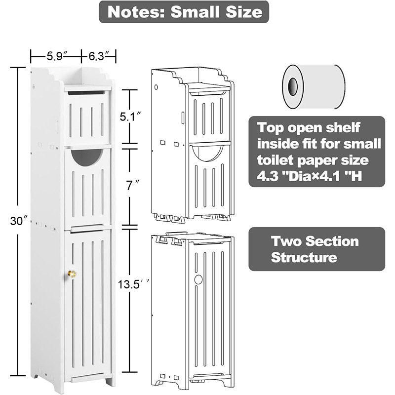Estante de almacenamiento de baño, estante de almacenamiento de inodoro, estante de almacenamiento de múltiples capas de piso de cosméticos, gabinete de almacenamiento estrecho