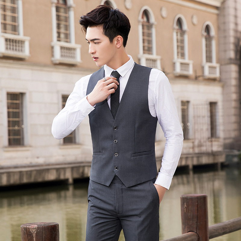 Suit Men's Single West + Vest + Pants + Shirt Can Be Disassembled to Take Korean Slim Fit Large Size Best Man Men's Dress