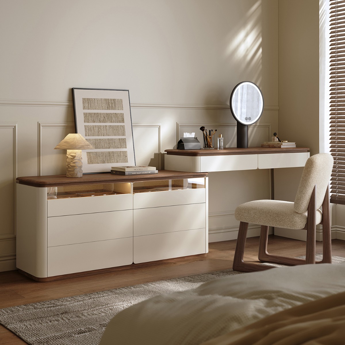 High-End Dressing Table, Master Bedroom Storage Cabinet, Integrated Bedroom, Modern Bedside Retractable Storage, New Simple Dressing Table