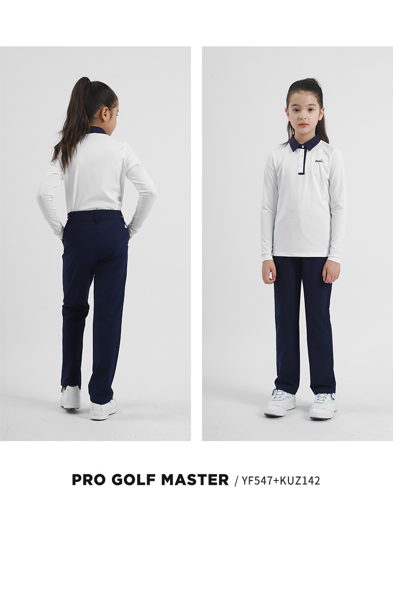 Set áo quần golf trẻ em PGM bé gái dài tay, phối màu thể thao — YF547-màu xanh nhạt, YF547-màu trắng, YF547-màu xanh hải quân chi tiết 6