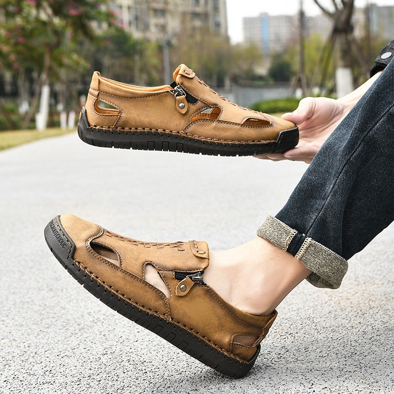 Dép sandal nam bít mũi thoáng khí chống trượt, cỡ lớn đi biển — T2518 trắng, T2518 vàng, T2518 xanh, T2518 đen chi tiết 12