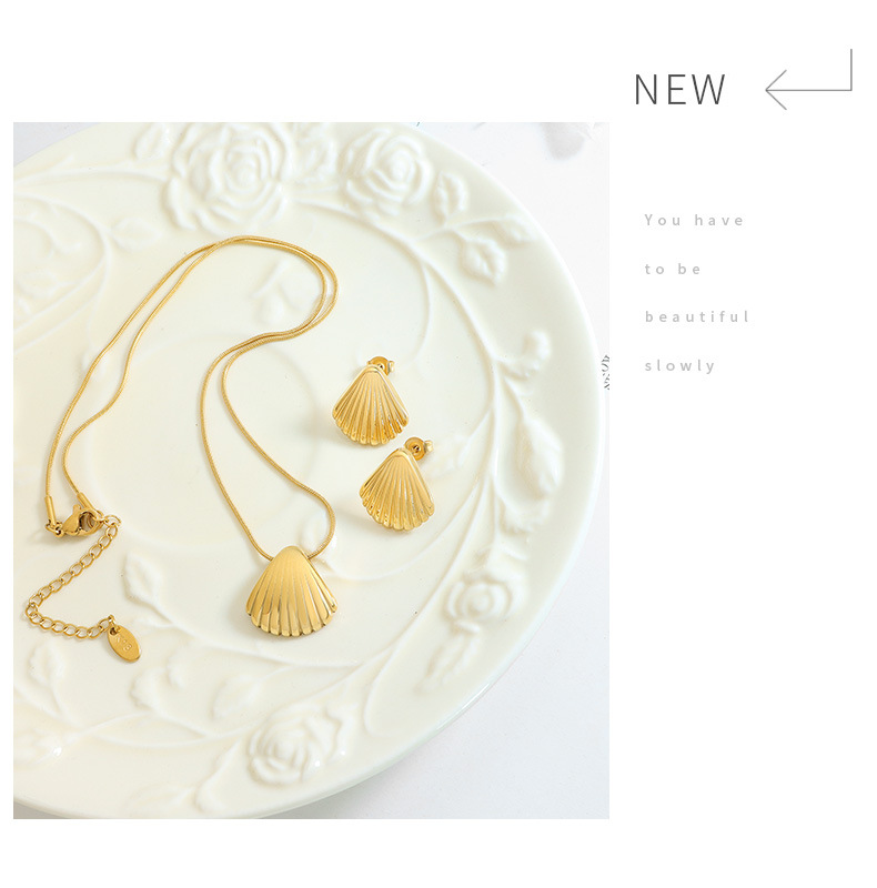 Fashion Shell Titanium Steel Plating Earrings Necklace