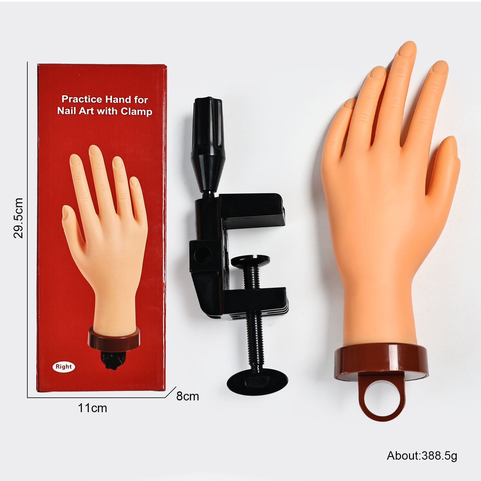 Mano de Práctica para Uñas de Plástico y Acero Inoxidable con Soporte Fijo para Manicura