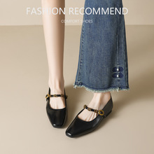 方头法式玛丽珍鞋女软底2025年春秋小香风一字带浅口单鞋女不累脚
