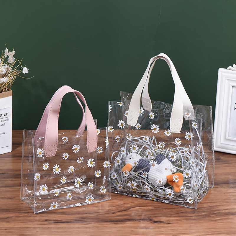 Daisy PVC bolsa transparente ins estilo bolsa de caramelo regalo bolsa de regalo fábrica en stock bolsa de embalaje de plástico