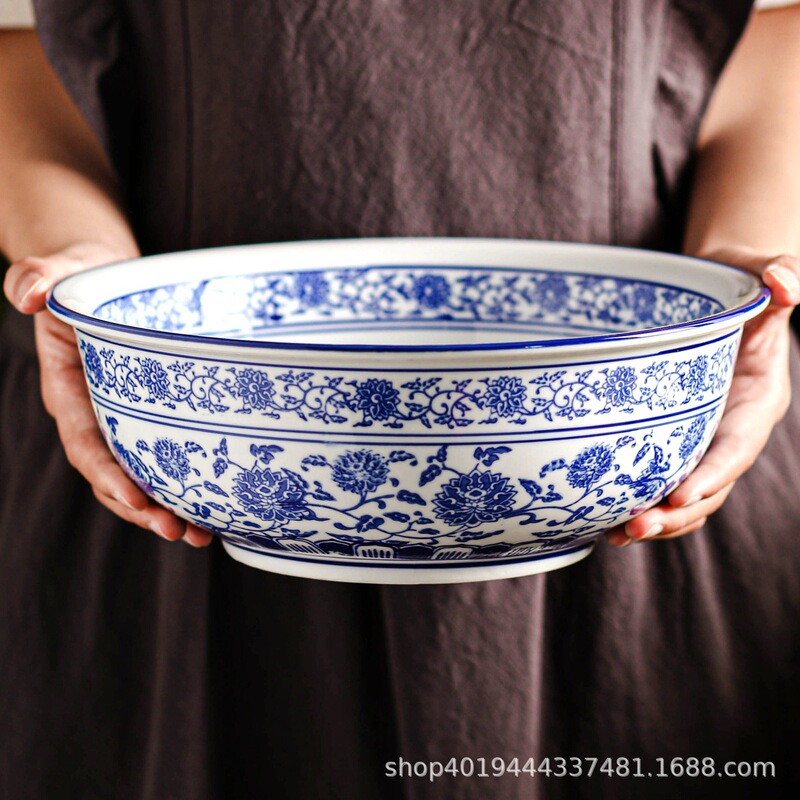 【Manufacturer Wholesale】Commercial Fried Sauce Noodle Bowl, Household Oil-Splashed Noodle Bowl, Vintage Large Bowl, Blue and White Porcelain Sour Fish Bowl 【Manufacturer Wholesale】Commercial Fried Sauce Noodle Bowl, Household Oil-Splashed Noodle Bowl, Vintage Large Bowl, Blue and White Porcelain Sour Fish Bowl