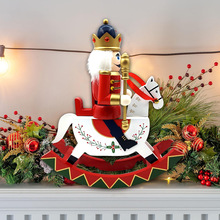 跨境新款木制摇马胡桃夹子 30.5cm传统胡桃兵圣诞桌面装饰摆件