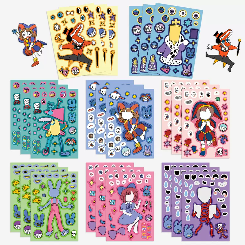 8 Digital Circus Collages, Hands-On DIY Handbooks, Mobile Phone Cases, Notebook Decorations, Cross-Border Waterproof