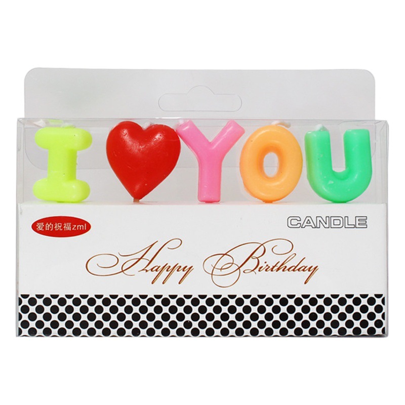 Vela en forma de corazón al por mayor de la fábrica estilo coreano te amo vela romántica te amo carta de cumpleaños vela
