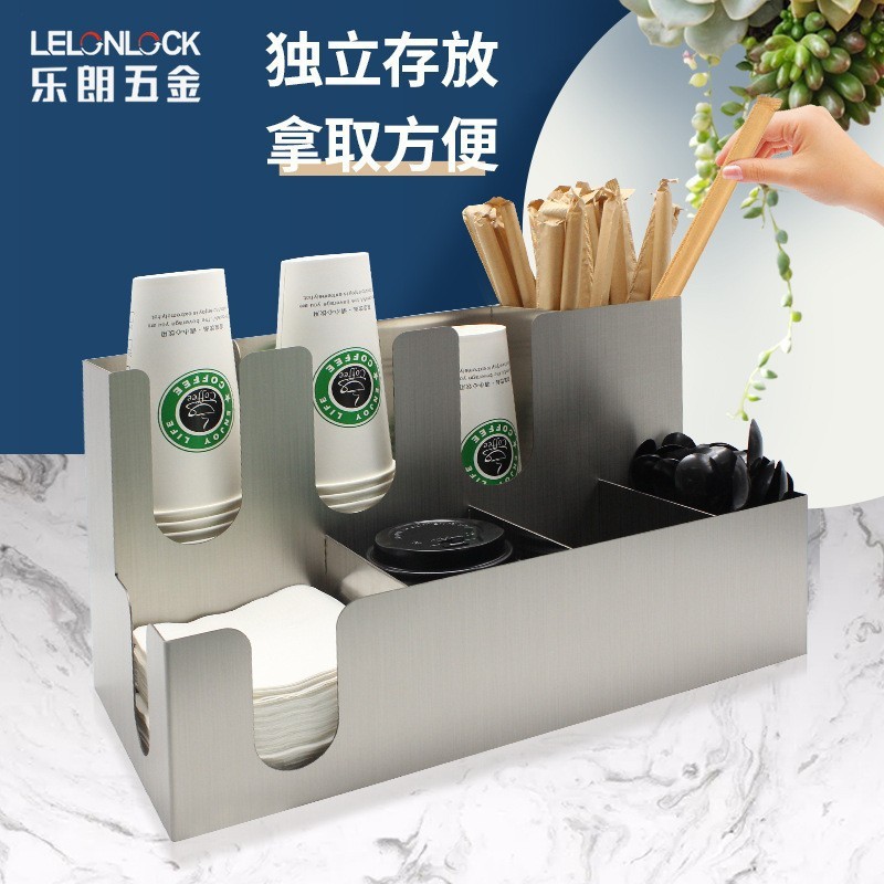 Tienda de té de leche, estante de tazas de acero inoxidable, estante de almacenamiento de tazas, toallas comerciales multifuncionales, estante de almacenamiento de paja de café, bar