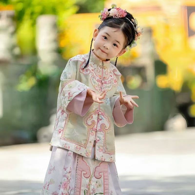 2025春秋女童格格明制汉服古风儿童古装唐装新款马面中式套装公主|undefined