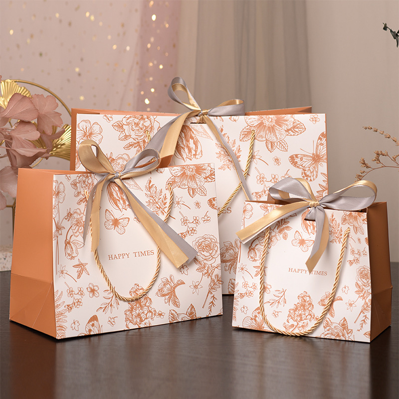 Golden Flower Gift Bag Cross-border Paper Bag Universal Packaging Bag Universal Gift Bag Portable Bag Ribbon in stock Golden Flower Gift Bag Cross-border Paper Bag Universal Packaging Bag Universal Gift Bag Portable Bag Ribbon in stock