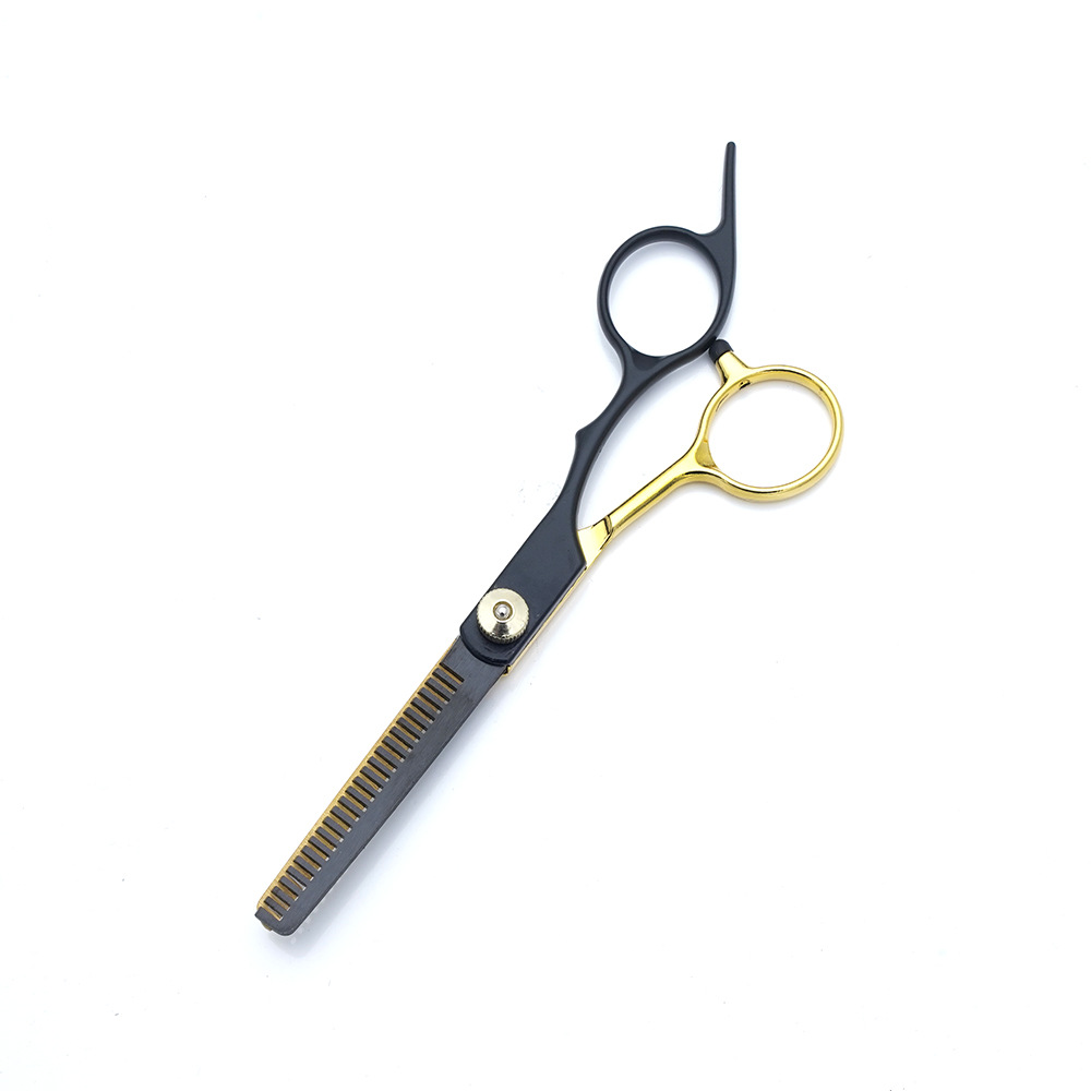 Fabricante al por mayor tijeras de corte de cabello transfronterizo Amazon negro dorado plano tijeras de dientes con flequillo fino tijeras divididas juego de tijeras de cabello