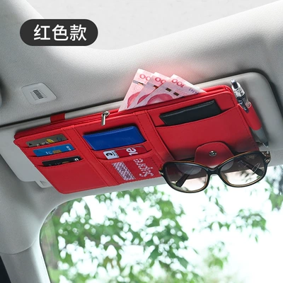 Receipt Storage Bag, Car Glasses Clip/Bill Clip - upgraded-zipper-red