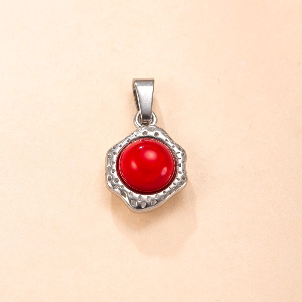 Colgante único Joyas transfronterizas de acero inoxidable Collar de piedra natural con incrustaciones irregulares en relieve Accesorios de bricolaje chapados en oro de lujo ligero de 18k