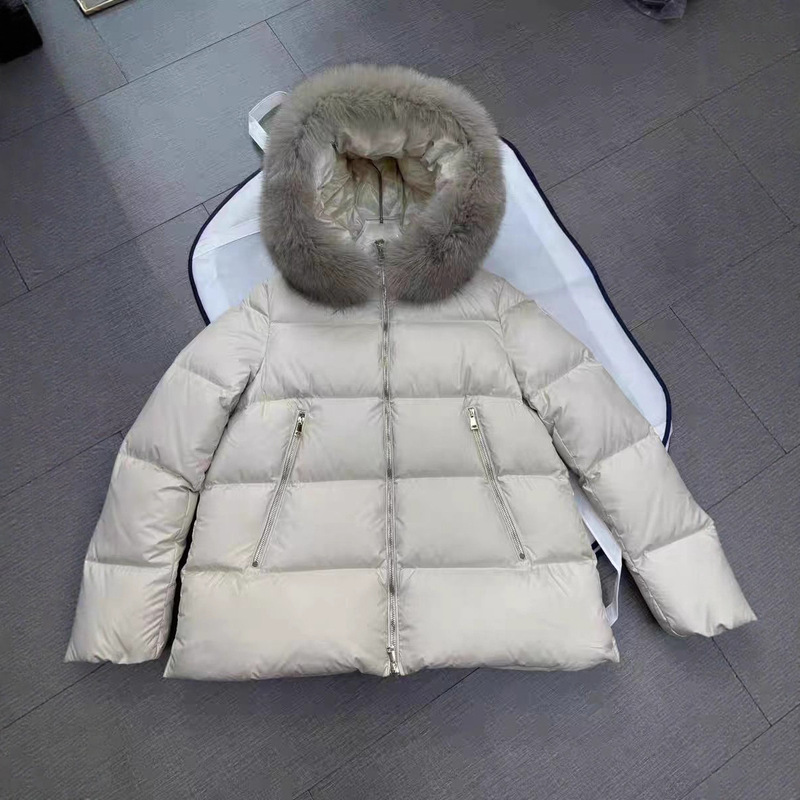 High-Quality Moncler Brand 25 New Autumn and Winter Models Women's down Jacket with Large Fur Collar, Thickened for Warmth, Casual and Stylish Coat