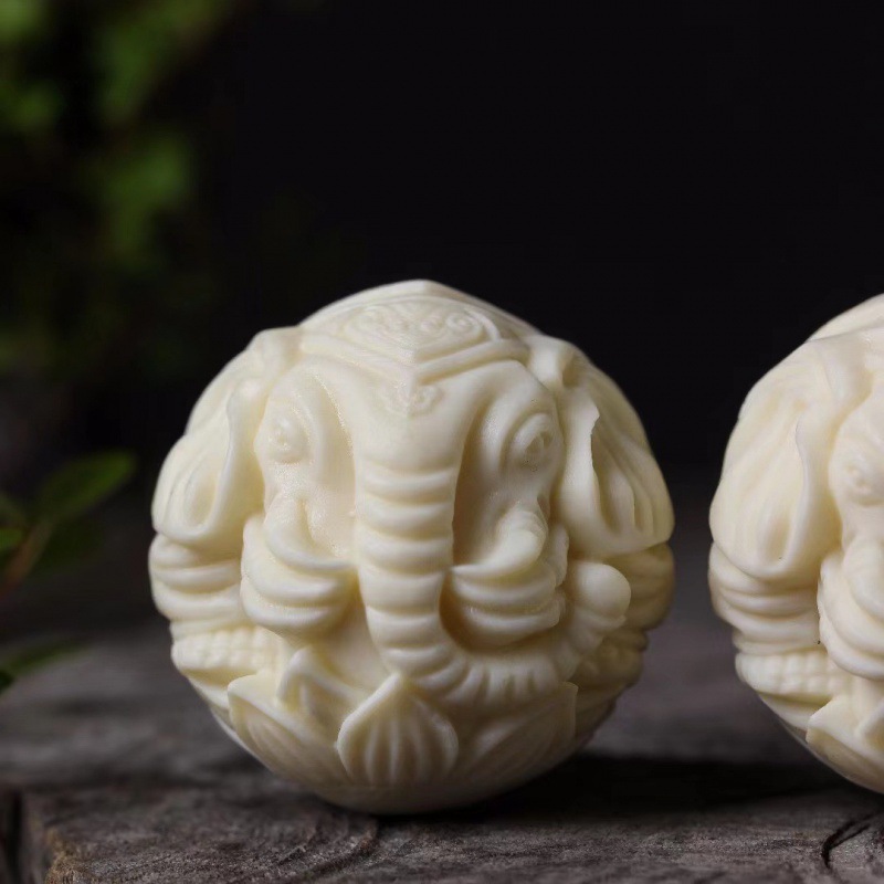 慧仙旺象牙果刻保健球福象貔貅手球手部按摩实心老人盘球手把件猛