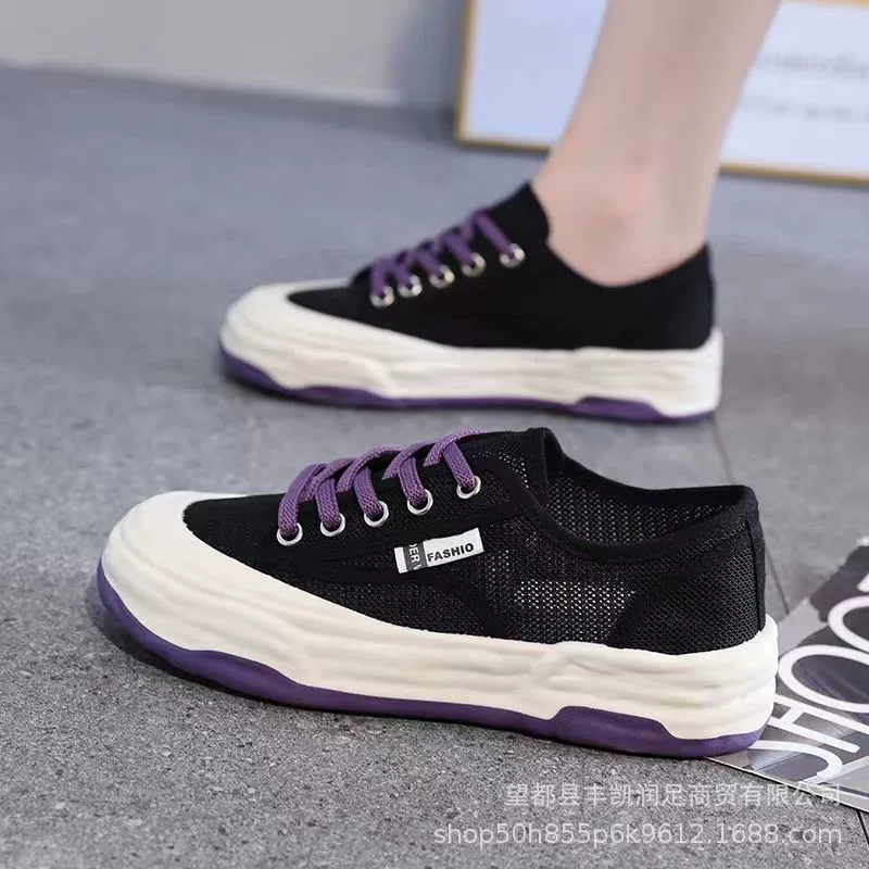 2023 летняя новая женская обувь на толстой подошве, дышащая сетчатая обувь, Корейская обувь для полых досок, повседневная обувь Joker, Студенческая обувь оптом