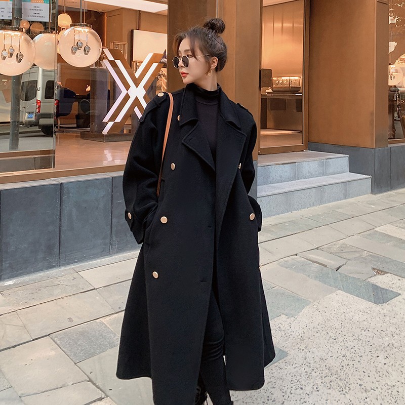 Hepburn Wind Coat Women's Winter Thickened Fashionable Elegant Popular Korean Loose Double-breasted Woolen Coat Trendy_voghion.com