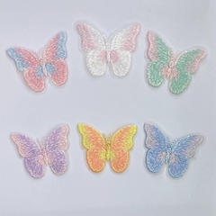 刺繍標幻彩蝶欧根紗金銀糸刺繍レースdiy手帳アクセサリー