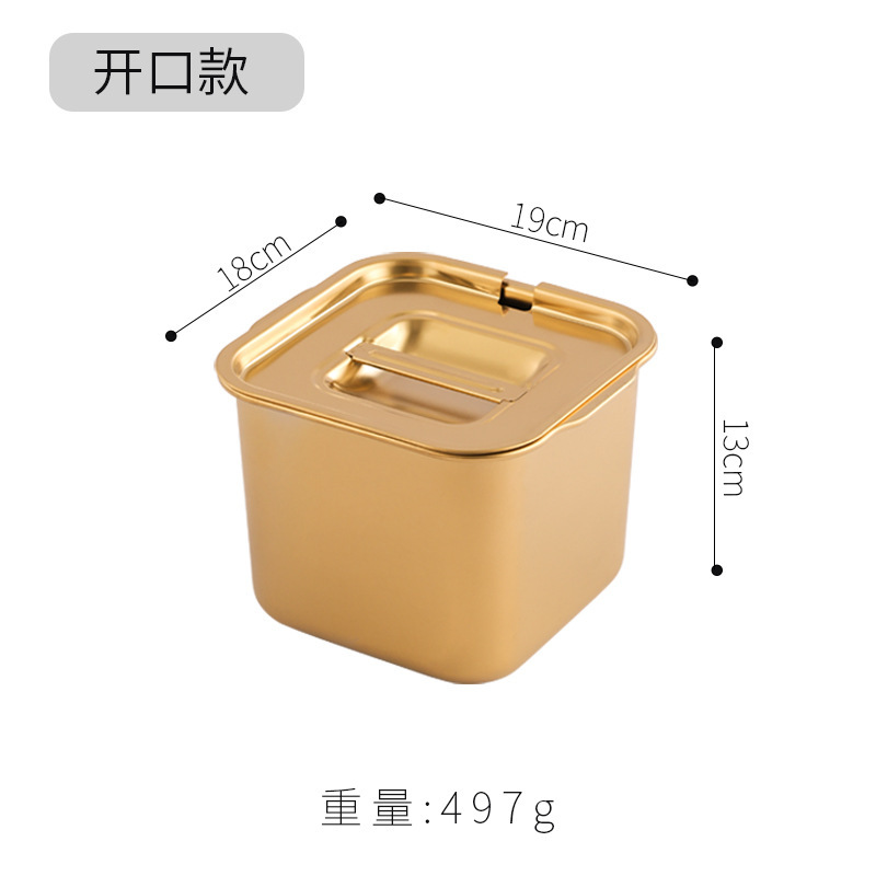 ステンレスの四角形のジャムのたらいの商用の金色の蓋の味の杯の調味料の箱の調味料の箱のソースの桶のミルクティーの小さい材料のたらい|undefined