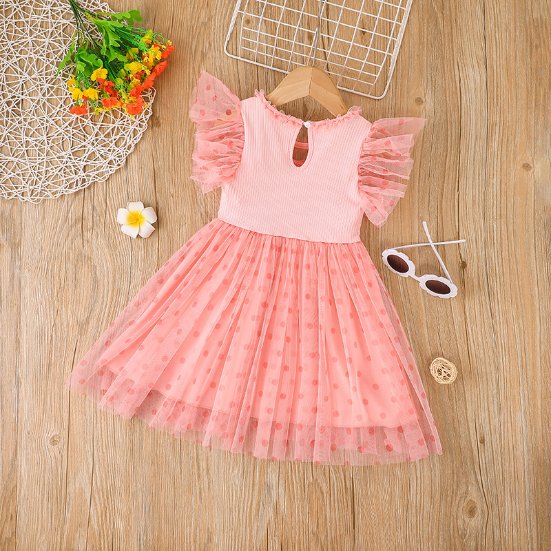 2022 Summer Pink Dress Little Girl Princess Dress Tulle Skirt display picture 2