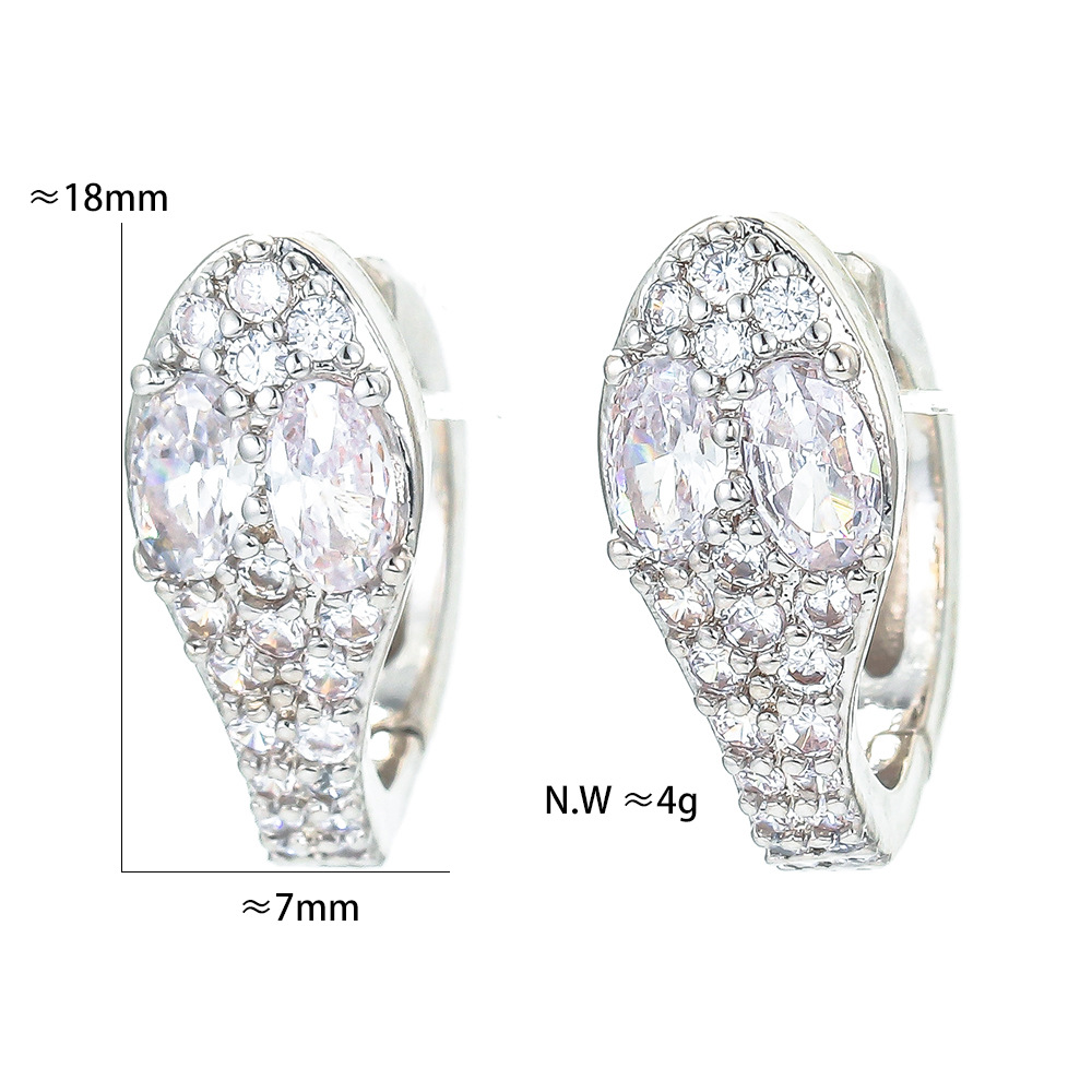 Zircon Inlay Material Simple Snake White Gold Copper Earrings