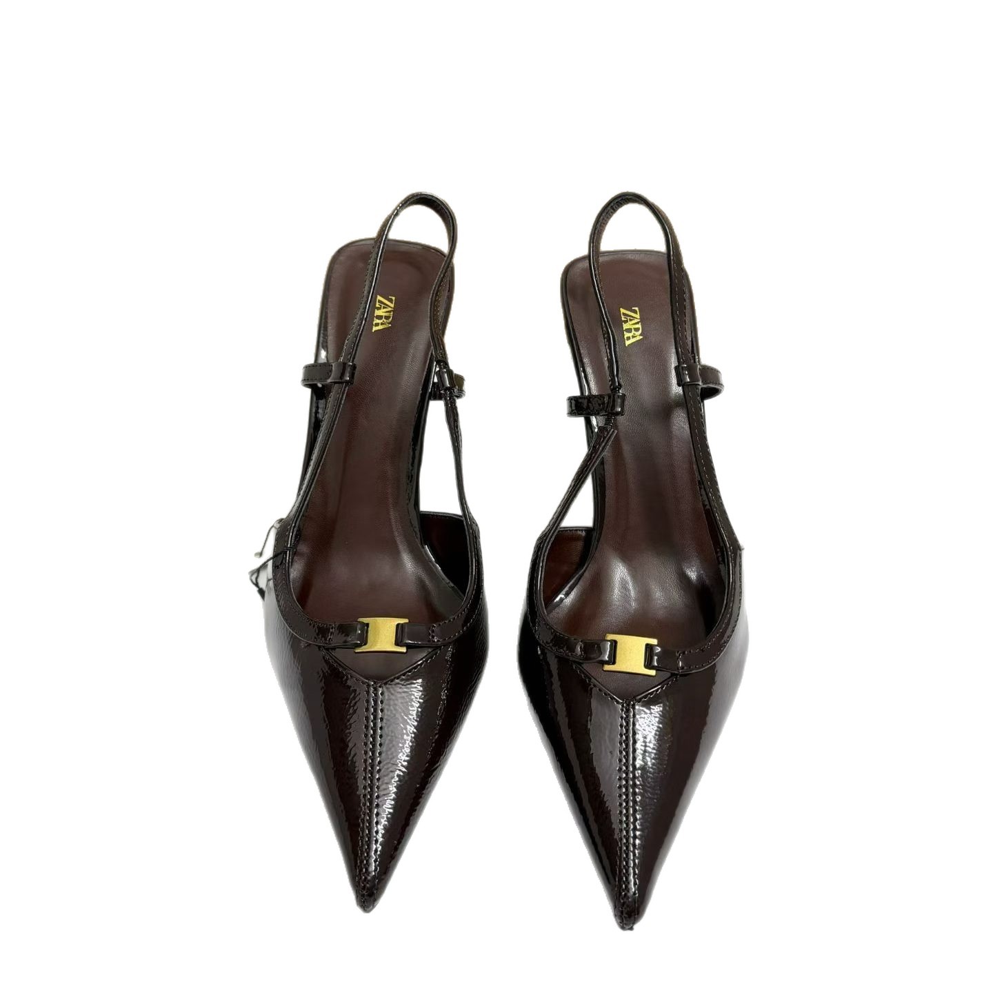  new 2026 summer pointed patent leather shallow mouth high-heeled buckle strap thin heel fashion European and American sandals for women