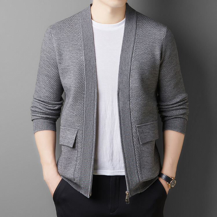 Fashion Hong Kong Style Knitted Cardigan Outer Wear Men's 2024 Spring and Autumn New Casual Knitted Sweater Jacket Men's Wear