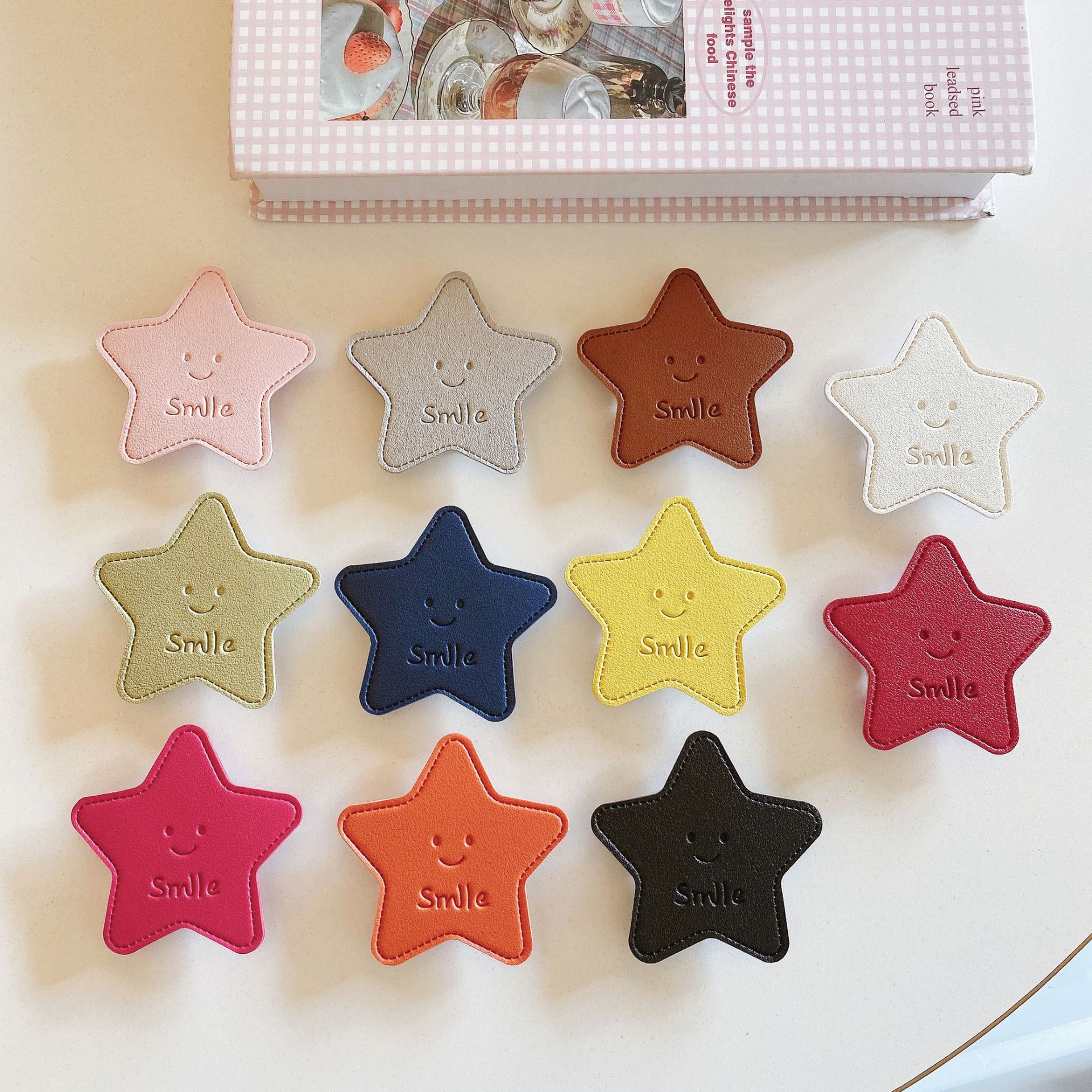 Korean Style Leather Star Niche Design Back-Mounted Transparent Airbag Mobile Phone Holder Desktop Drama Mobile Phone Case Accessories