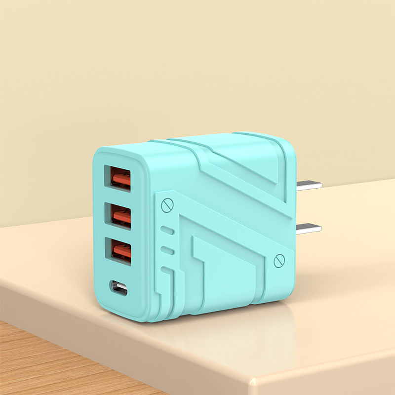 120W メカスタイル充電ヘッド、自動電源オフ、携帯電話充電器プラグ、USB マルチポート高速充電ヘッド PD30W|undefined